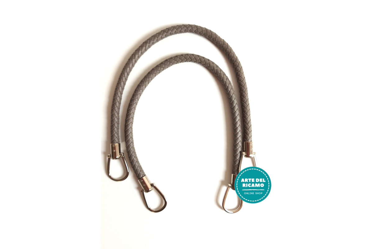 Handles for Handbag in Faux Leather Braided Effect - Color Turtledove