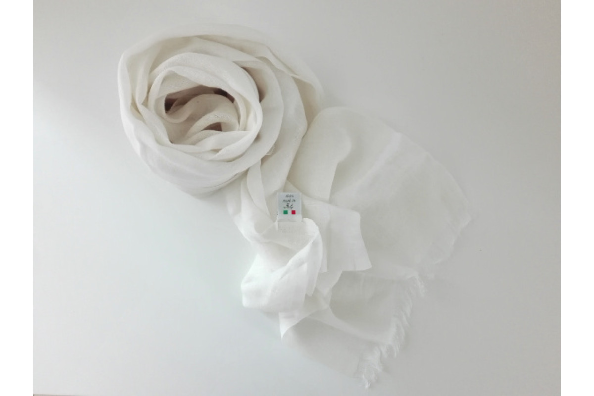 Sciarpa in Puro Lino Pashmina - Colore Ecru Sciarpa in Puro Lino Pashmina - Colore Ecru