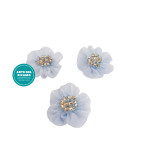 Fiore in Tulle Celeste con Perline Argento Fiore in Tulle Celeste con Perline Argento
