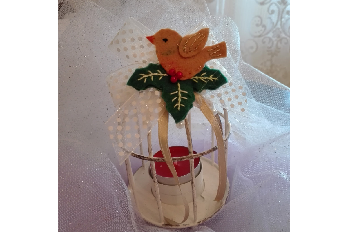 Jaula Decorativa de Navidad con Pajarito Jaula Decorativa de Navidad con Pajarito