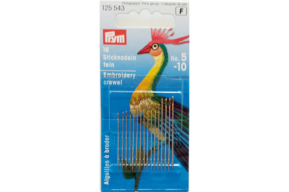 Prym - Agujas de bordar Crewel con Ojo Dorado - Surtidas 5-10 Prym - Agujas de bordar Crewel con Ojo Dorado - Surtidas 5-10