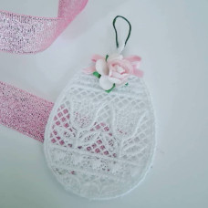 Uovo in Merletto con Tulipani - Colore Bianco Uovo in Merletto con Tulipani - Colore Bianco
