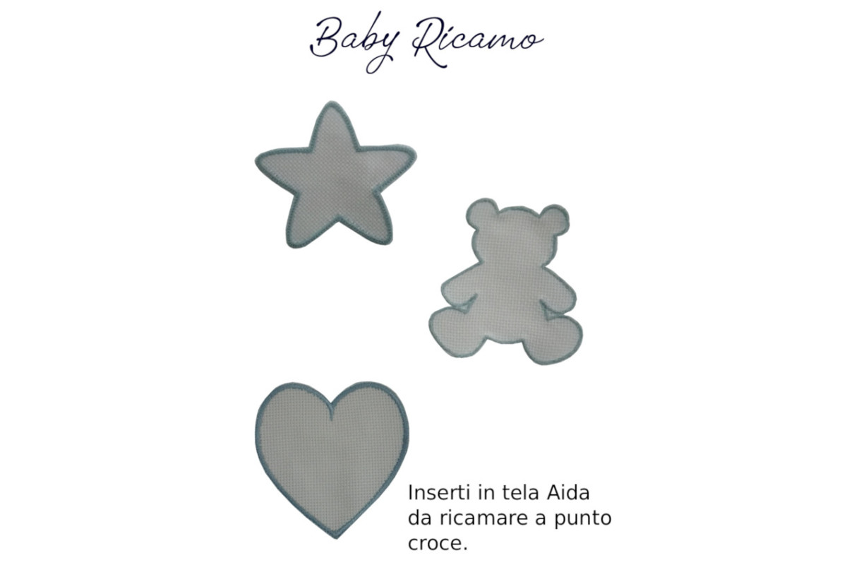Applicazioni in Tela Aida da Ricamare - Baby Ricamo Celeste Applicazioni in Tela Aida da Ricamare - Baby Ricamo Celeste
