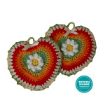 Coppia Presine all'Uncinetto - Cuori Coppia Presine all'Uncinetto - Cuori