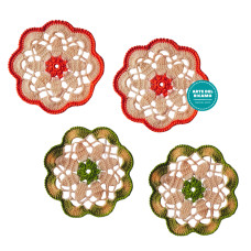 Sottobicchieri Fiori Panna con Bordo Colorato Sottobicchieri Fiori Panna con Bordo Colorato