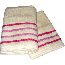 Coppia Asciugamano Spugna Taus - Colore Panna Righe Rosa