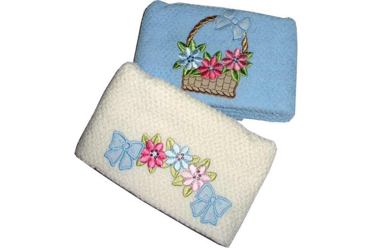 Set of Two Terry Kitchen Dish Towels - Flowers - Light Blue Set of Two Terry Kitchen Dish Towels - Flowers - Light Blue