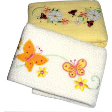 Set of Two Terry Kitchen Dish Towels - Flowers Butterfly and Ladybug - Yellow Set of Two Terry Kitchen Dish Towels - Flowers Butterfly and Ladybug - Yellow