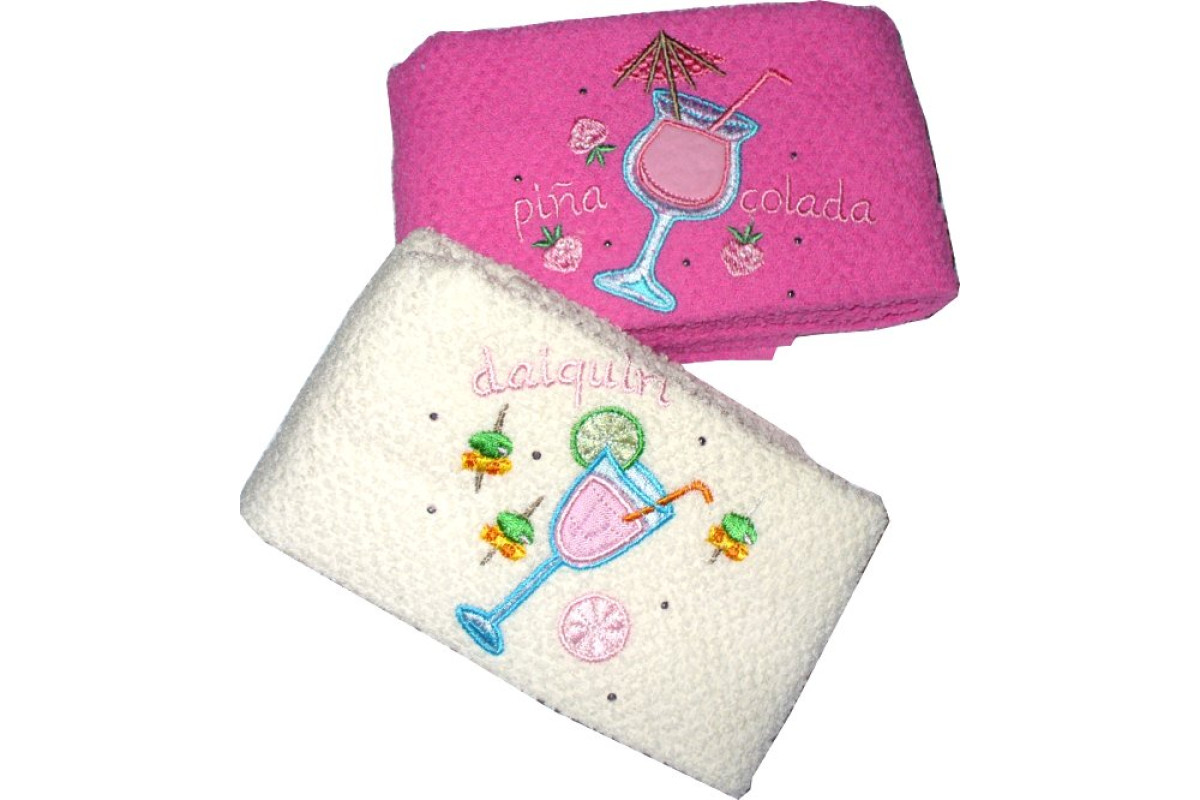 Set of Two Terry Kitchen Dish Towels - Happy Hour - Pink Set of Two Terry Kitchen Dish Towels - Happy Hour - Pink