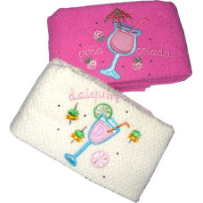 Set of Two Terry Kitchen Dish Towels - Happy Hour - Pink Set of Two Terry Kitchen Dish Towels - Happy Hour - Pink