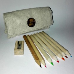 Small Fabric Pencilcase with Colors and Sharpeners