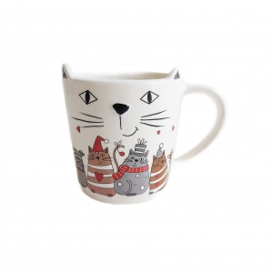 Ceramic Cup with Christmas Cat