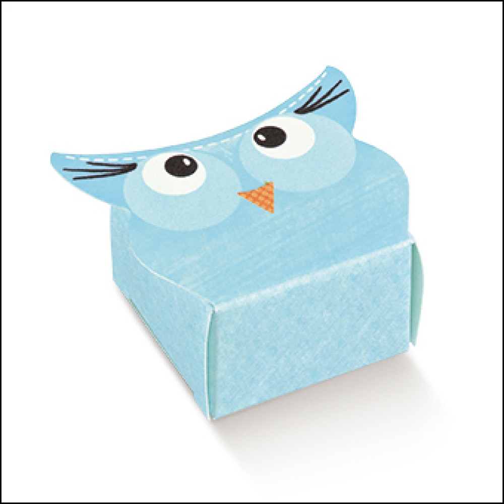 Favor Box for Newborn - Light Blue Owl