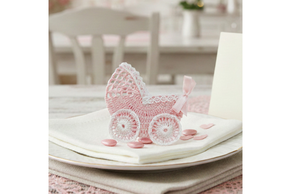 Crochet Favors - Baby Carriage - Pink Crochet Favors - Baby Carriage - Pink