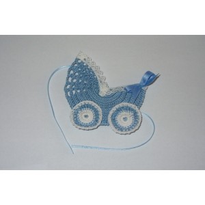 Crochet Favors -  Baby Carriage - Light Blue