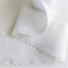 Bordo Aida Bianco con San Gallo 55 Quadretti - Altezza 7 cm