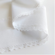 Bordo Aida Bianco con San Gallo 55 Quadretti - Altezza 10 cm