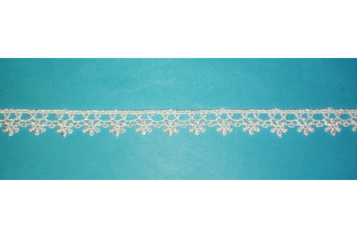 Macrame Lace Border with Flowers - White Color - Width 1 cm