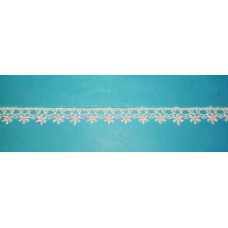 Macrame Lace Border with Flowers - White Color - Width 1 cm Macrame Lace Border with Flowers - White Color - Width 1 cm