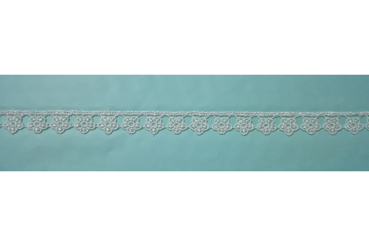 Pizzo Macramé con Margherite - Colore Bianco - Altezza 1 cm Pizzo Macramé con Margherite - Colore Bianco - Altezza 1 cm