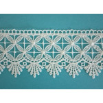 Cream Macrame Lace Border with Geometric Flowers - Size 6 cm Cream Macrame Lace Border with Geometric Flowers - Size 6 cm