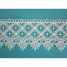 Pizzo Ricamato Fiori Geometrici - Panna - Altezza 6 cm Pizzo Ricamato Fiori Geometrici - Panna - Altezza 6 cm