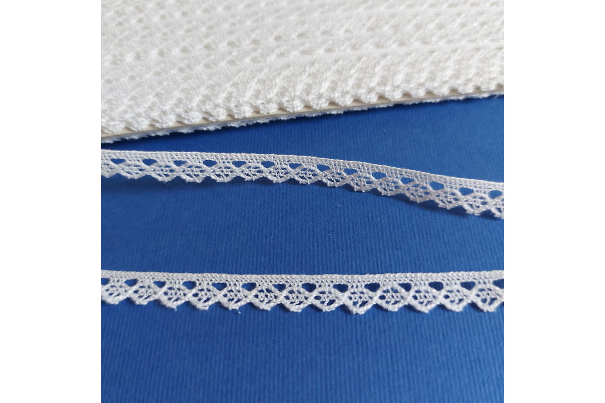 Art. 197 - Pizzo a Macchina Fine Bianco - Altezza 8 mm Art. 197 - Pizzo a Macchina Fine Bianco - Altezza 8 mm