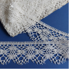 Art. 208.1 - White Bobbin Lace Border - 6 cm Width Art. 208.1 - White Bobbin Lace Border - 6 cm Width