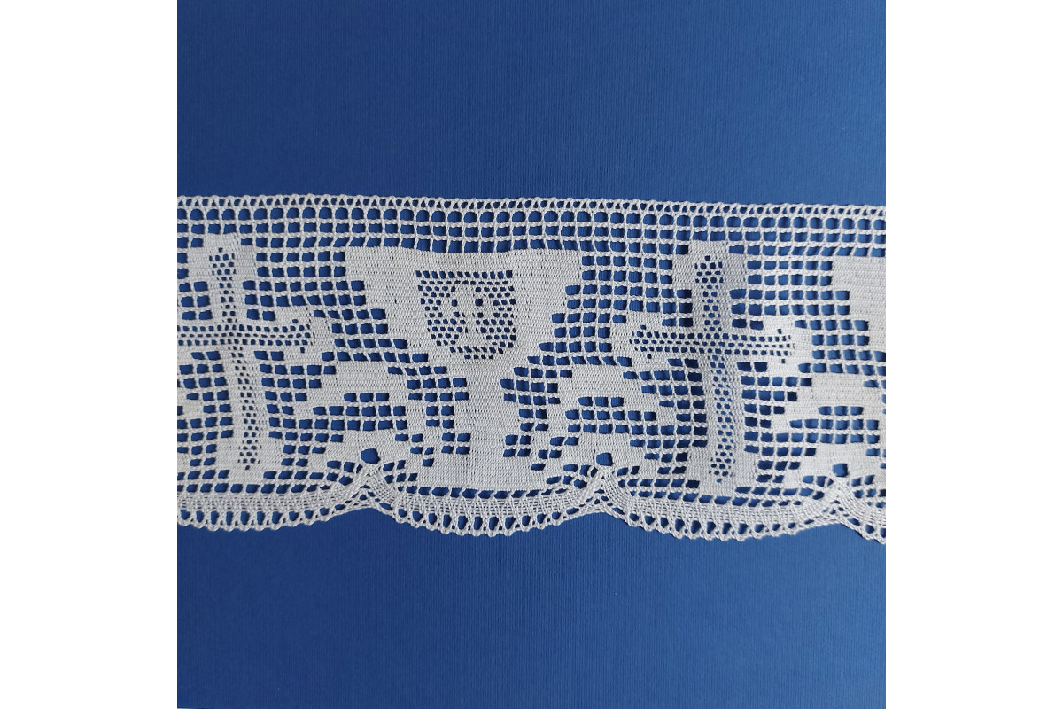 Art. 700 - Merletto Sacro a Fuselli - Altezza 11 cm Art. 700 - Merletto Sacro a Fuselli - Altezza 11 cm
