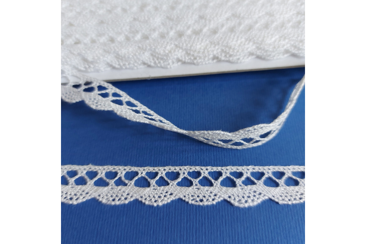 Art. 1498 - White Bobbin Lace Border - Width 1 cm Art. 1498 - White Bobbin Lace Border - Width 1 cm