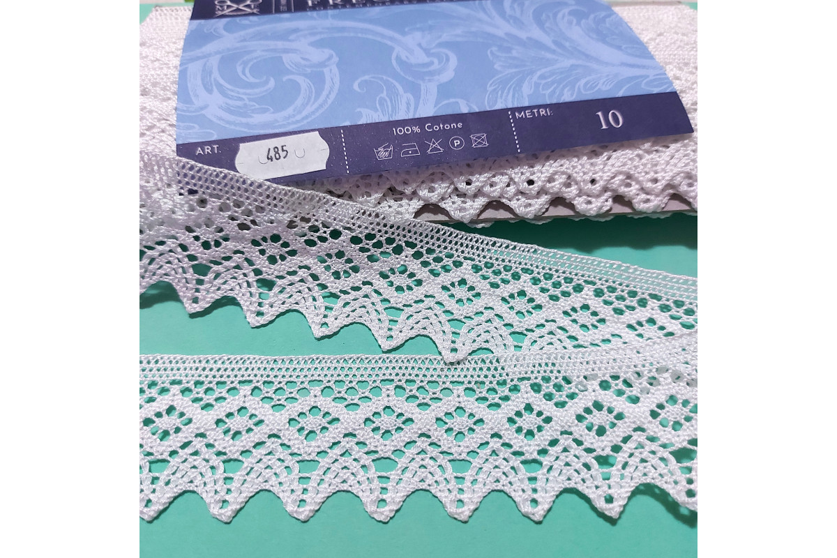 Art. 485 - Merletto a Fuselli Bianco - Altezza 4,00 cm Art. 485 - Merletto a Fuselli Bianco - Altezza 4,00 cm