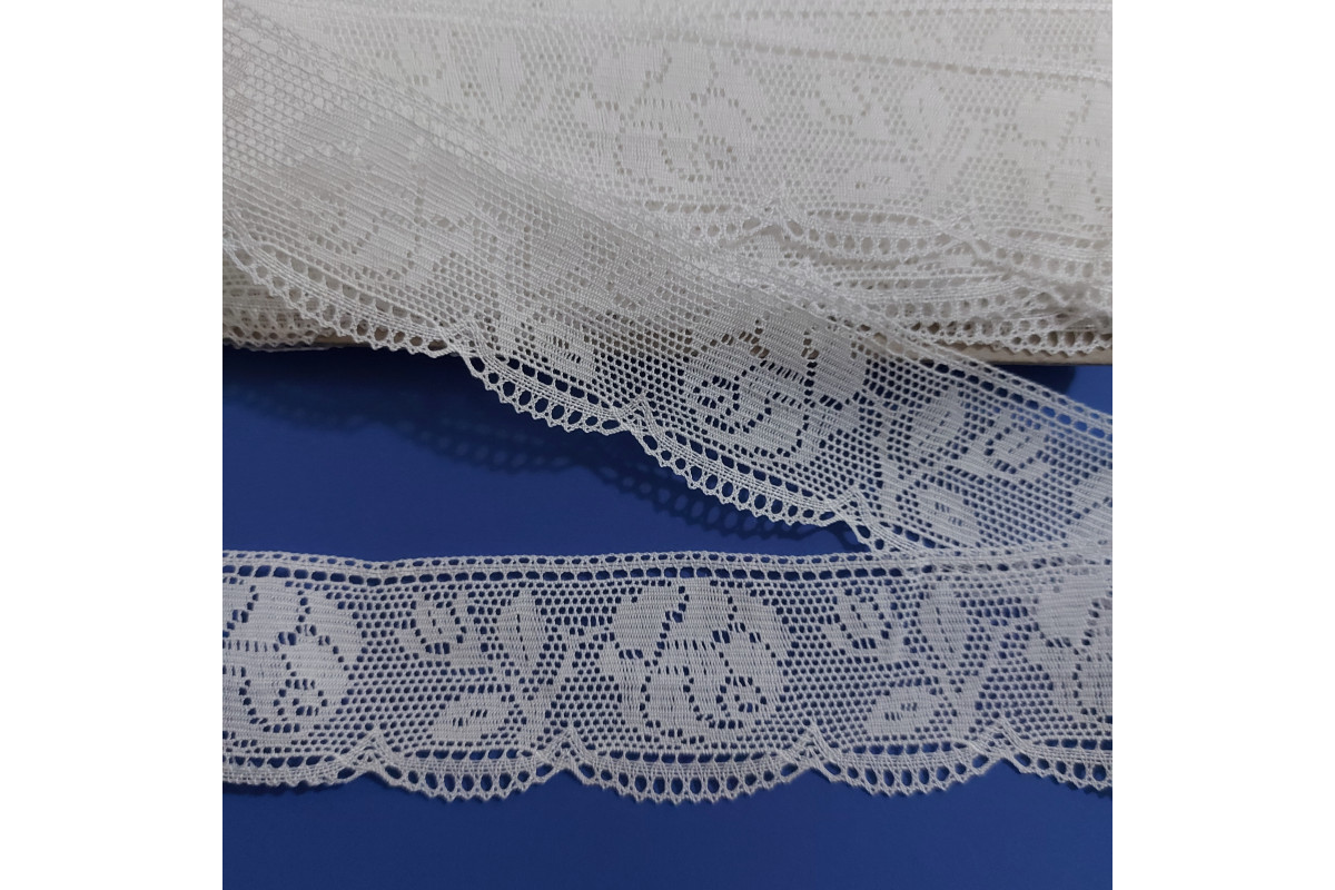 Art. 340 - Bobbin Lace Border White - Width 4,5 cm Art. 340 - Bobbin Lace Border White - Width 4,5 cm