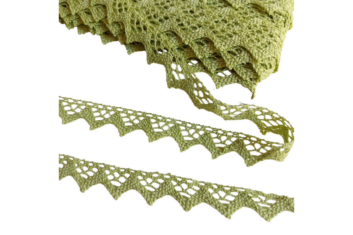 Merletto a Fuselli Verde Mela - Altezza 15 mm Merletto a Fuselli Verde Mela - Altezza 15 mm