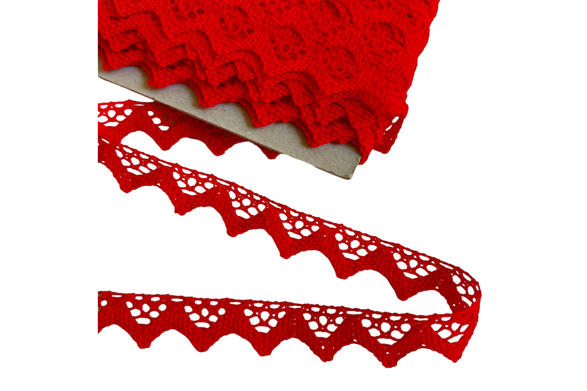Red Bobbin Lace Border - Width 15 mm Red Bobbin Lace Border - Width 15 mm