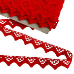 Red Bobbin Lace Border - Width 15 mm Red Bobbin Lace Border - Width 15 mm