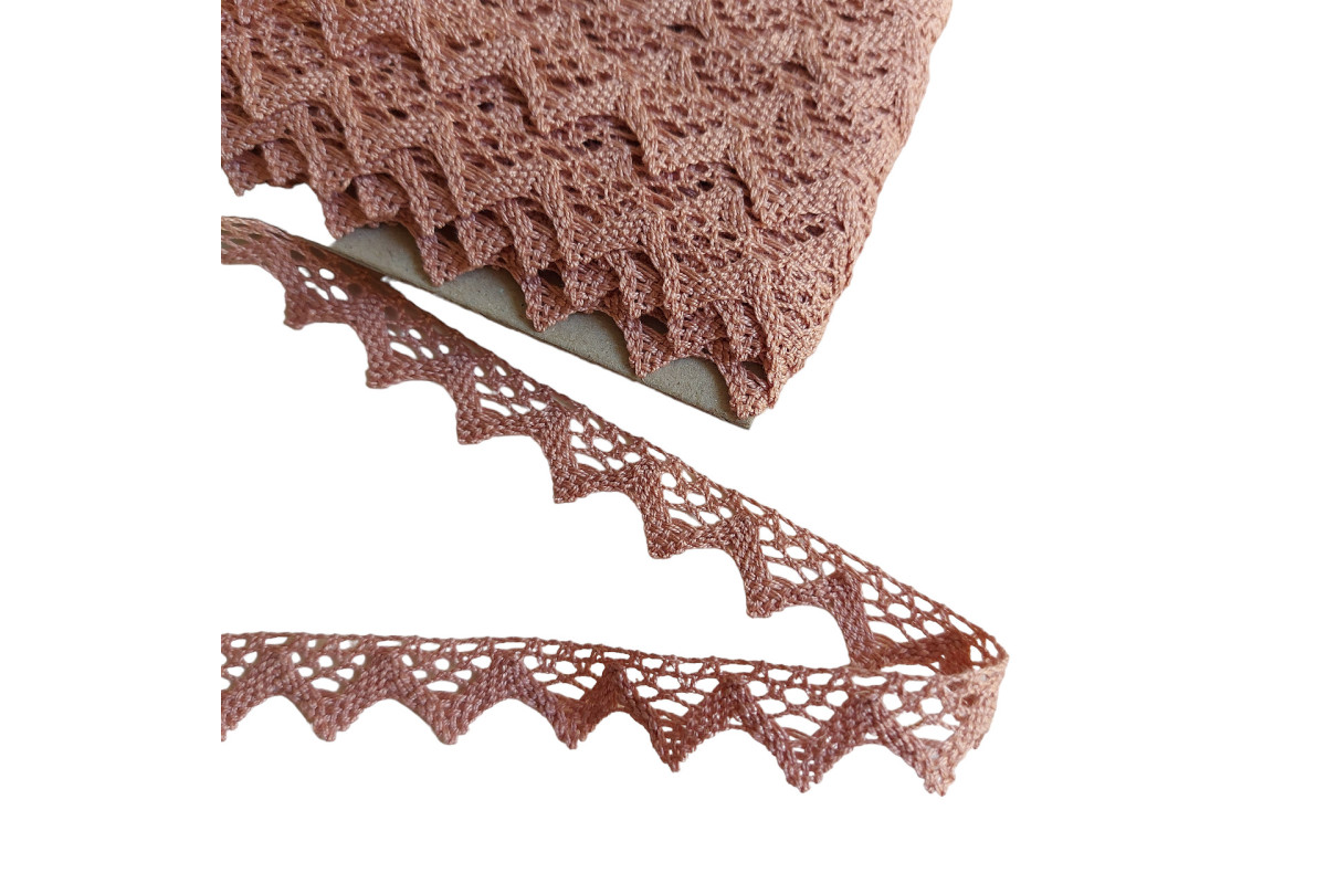 Old Pink Bobbin Lace Border - Width 15 mm Old Pink Bobbin Lace Border - Width 15 mm