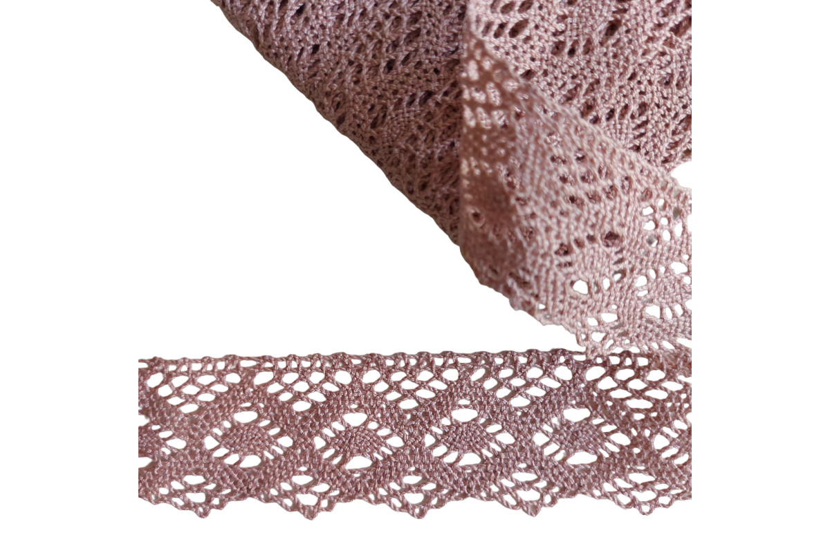 Old Pink Bobbin Lace Border - Width 4 cm Old Pink Bobbin Lace Border - Width 4 cm