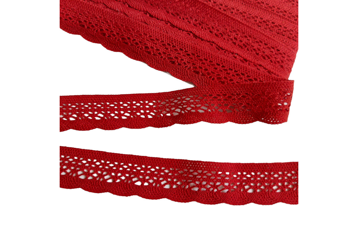 Art. 1247 - Bobbin Lace Border - Red Color - Width 2,5 cm Art. 1247 - Bobbin Lace Border - Red Color - Width 2,5 cm
