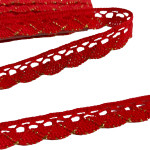 Art. 1498 - Encaje de Bolillos de Algodón - Color Rojo Lamè - Ancho 1,5 cm
