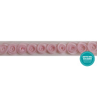 Nastro in Tulle con Roselline di Raso - Rosa