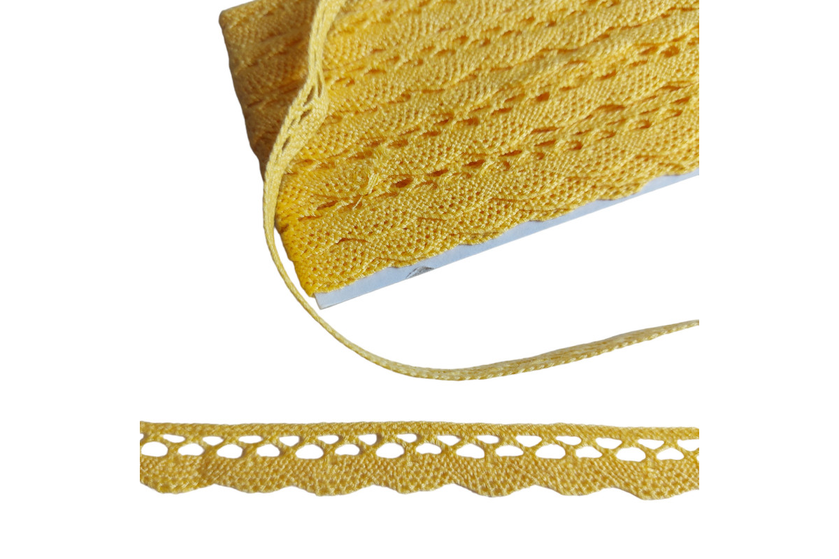 Art. 1498 - Bobbin Lace Border - Yellow Color - Width 1,5 cm Art. 1498 - Bobbin Lace Border - Yellow Color - Width 1,5 cm