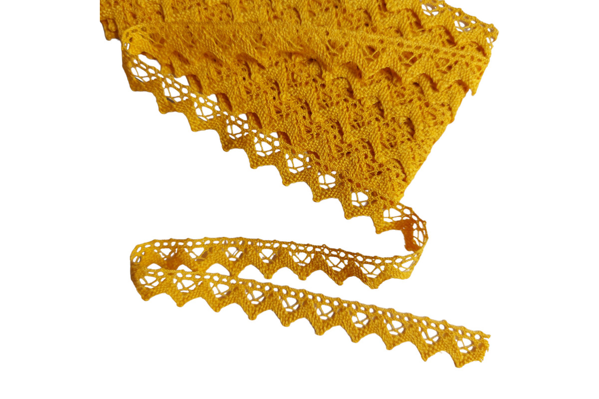 Encaje de Bolillos de Color Amarillo - Ancho 2 cm Encaje de Bolillos de Color Amarillo - Ancho 2 cm