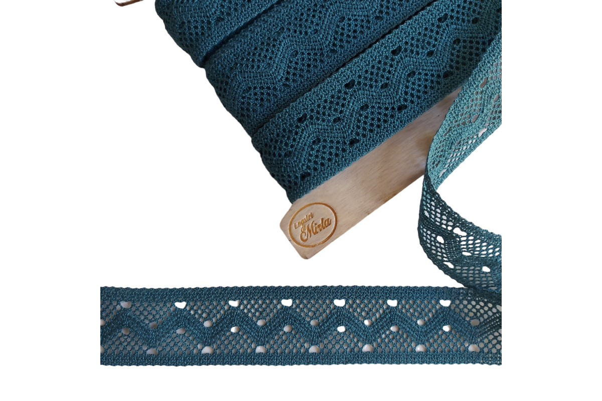 Cotton Lace Border - Petrol Green Cotton Lace Border - Petrol Green