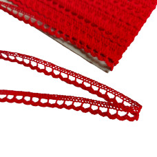 Art. 117 - Merletto a Fuselli - Rosso - Altezza 1,00 cm Art. 117 - Merletto a Fuselli - Rosso - Altezza 1,00 cm