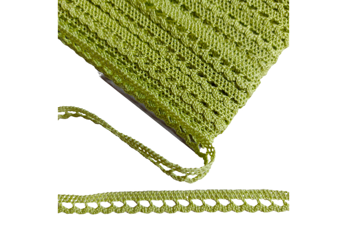 Art. 117 - Merletto a Fuselli - Verde Mela - Altezza 1,00 cm Art. 117 - Merletto a Fuselli - Verde Mela - Altezza 1,00 cm