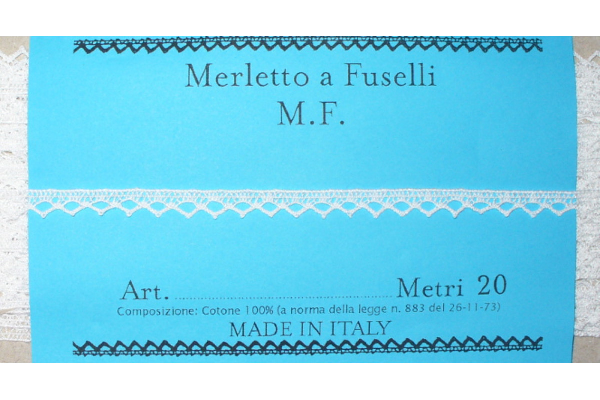 Art. 145 - Merletto a Fuselli - Bianco - Altezza 0,8 cm Art. 145 - Merletto a Fuselli - Bianco - Altezza 0,8 cm