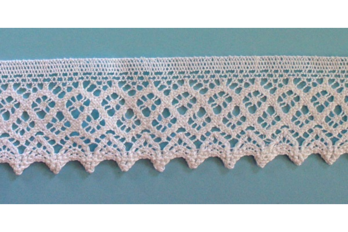 Bobbin Lace Border - White - Width 5,5 cm Bobbin Lace Border - White - Width 5,5 cm