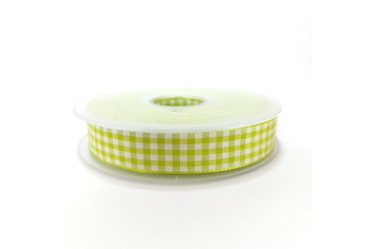 Cinta Cuadros Vichy - Ancho 15 mm - Color Verde Manzana Cinta Cuadros Vichy - Ancho 15 mm - Color Verde Manzana