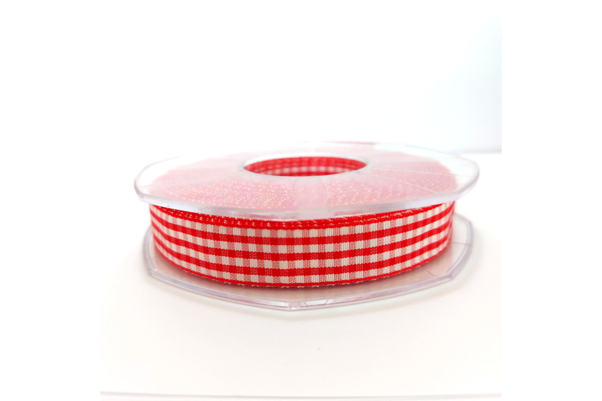 Cinta Cuadros Vichy - Ancho 15 mm - Color Rojo Cinta Cuadros Vichy - Ancho 15 mm - Color Rojo