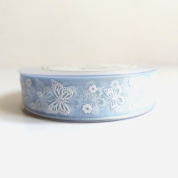 Nastro Organza con Farfalle - Celeste Nastro Organza con Farfalle - Celeste